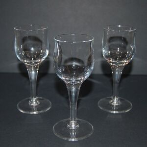 SET OF 3 SMALL - CRYSTAL SHORT WINE GLASS / GOBLETS / PORT GLASSES 4.75 INCH